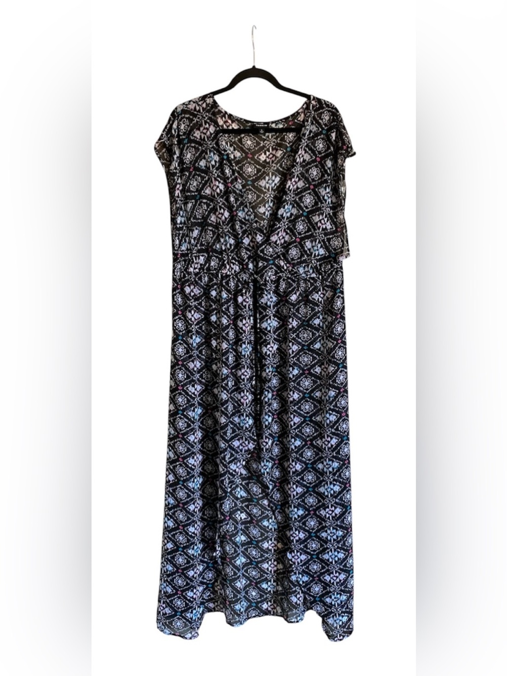 Women’s Torrid Ikat Chiffon Surplice Maxi Dress Cover Up Size  1